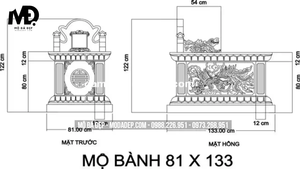 Kích thước mộ đá theo phong thủy